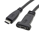 Cablecc USB-C USB 3.1 Type C Male to Female Extension Data Cable with Panel Mount Screw Hole