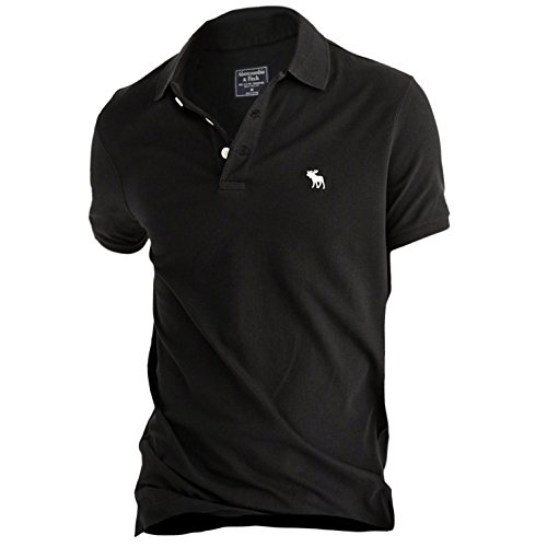 Abercrombie Men s Stretch Icon Polo Shirt Tee, Size L, Black (625790073)