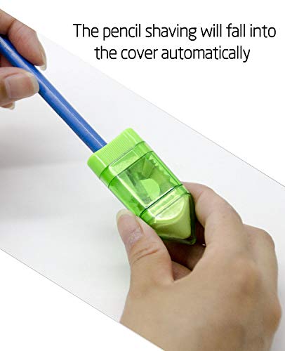 Alpurple 20 Packs Single Hole Manual Pencil Sharpener with Eraser Receptable for Regular Sized Pencils and Crayons for School, Office and Home - Thumbnail 2