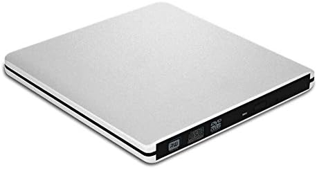 External USB 3.0 CD DVD Drive, Slim Portable USB 3.0 DVD Drive CD +/-RW DVD +/-RW Burner Super Drive for Apple Macbook Pro Windows 8/10 Laptop PC by Vrich (Silver)