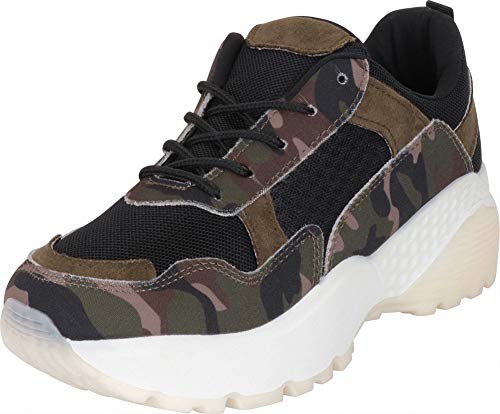 Cambridge Select Women's Low Top Retro 90s Ugly Dad Colorblock Lace-Up Chunky Platform Fashion Sneaker,8 B(M) US,Khaki Camouflage