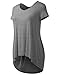 AMORE ALLFY Women's V-Neck Flare Tunic Top Heather Grey X-Large