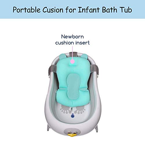 Baby Bathtub Seat for Sit-up Bathing,Newborn Bath Cushion Seat Support Net Bathing Mat,Anti-Slip Soft Comfort Mesh Shower Lounger Basin Pad W/Sling & Pillow - Thumbnail 3