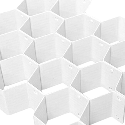 Storage Compartment, Yezijin Drawer Clapboard Plastic Partition Closet Divider Cabinet Organiser Honeycomb (White)