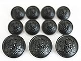 YCEE 11 Pieces Silver Vintage Metal Blazer Button Set - Skull - For Blazer, Suits, Sport Coat, Uniform, Jacket (Black)