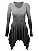 Made by Johnny MBJ Womens Ombre V neck Long Sleeve Pleats Tunic Top XXL BLACK