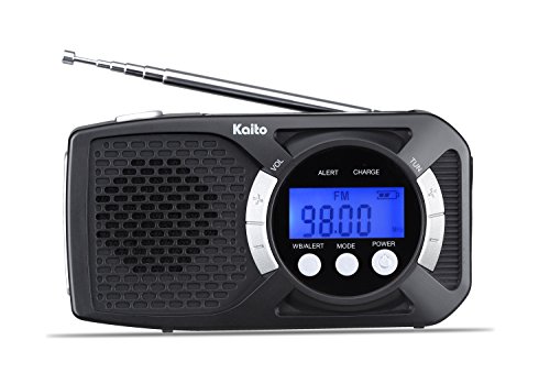 Kaito Digital KA360 DX Portable Hand Crank Solar AM/FM NOAA Weather Radio with Cell Phone Charger & 3-LED Flashlight (Sliver)