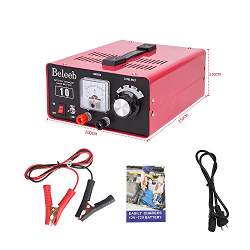 Battery Chager,12V/10A(max),24V/6A(max) Voltage Current Adjustable Automotive Battery Charger,40-100Ah Trickle Charger for Car Truck Boat Motorcycle RV