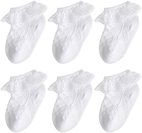 Pack of 6 Summer Ruffles Lace Frilly Socks for Newborn Infant Toddler Baby Girls (0-4T)