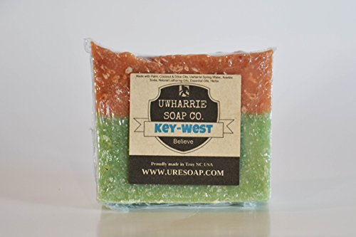 Coconut Oil Key West Organic Bar Soap, Cold Process All Natural Orange Handmade Soap, Premium Therapeutic Grade Essential Oils Ocean Scented Vegan Bath and Body Soap By Uwharrie Soap Company