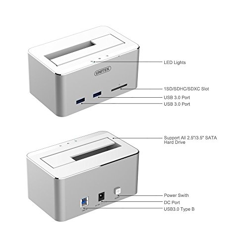 image for UNITEK Aluminum USB 3.0 to SATA Hard Drive Docking Station with 2-Port