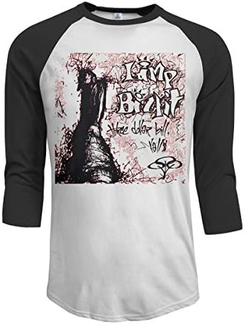 JeremiahR Limp Bizkit Three Dollar Bill Y'all $ Men's 3/4 Sleeve Raglan Baseball Tshirt Black