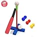 CeleMoon 16.5 inch Foam T Ball Kids Baseball Softball Bat Set Batting Tee, 8 Colored Balls Included + Carry Bag, for Toddler 3 4 5 Years Indoor Outdoor Sport Playing Toys (Red)