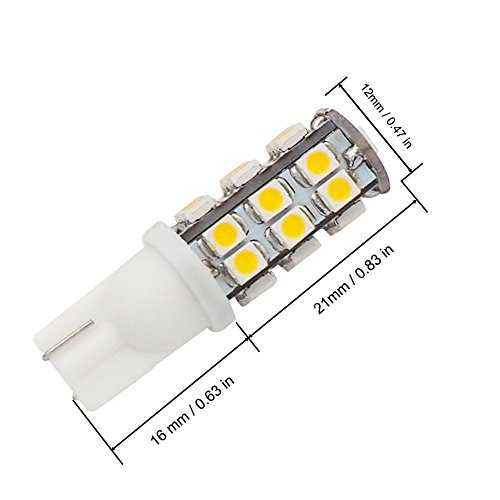 GRV T10 Wedge 921 194 25-3528 SMD LED Bulb lamp Super Bright Warm White DC 12V Pack of 10
