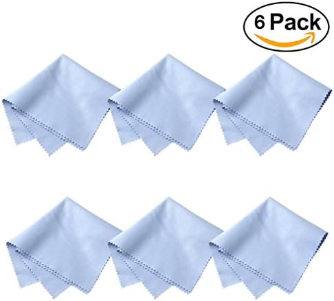 Microfiber Cleaning Cloth 6 Pack 8 × 8 Inch by Vigear, for All Eyeglasses,Glasses,Camera Lens,Phone,Tablet,Screen,CD/DVD,Jewelry,Silverwares (Light-Blue)