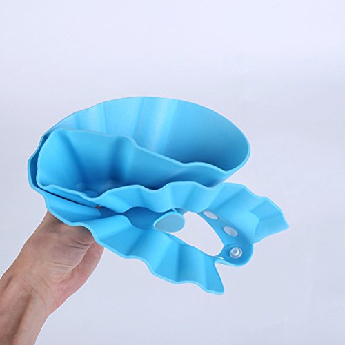 BESTOMZ Children Shower Cap Bathing Hair Washing Protection Hat Shampoo Shield for Kids Babies with Ear Protection Pads (Blue) - Thumbnail 5