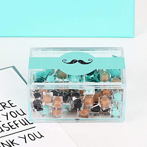 MultiBey Green Series Square Thumbtacks Decorative Thumb Tacks and Pushpins for Memo Board or Cork Board, Box of 80pcs