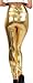 Sakkas 2616 Shiny Liquid Metallic High Waist Stretch Leggings - Gold - XL