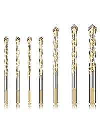 Yuerseak - Juego de brocas de 7 piezas con estuche de almacenamiento para taladrar metal, azulejo, concreto, ladrillo, vidrio, plástico y madera, 1 4 pulgadas, 5 16 pulgadas, 3 8 pulgadas, 1 2 pulgadas (oro)