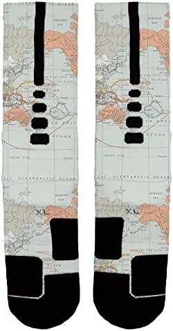 World Map - Custom Designed Nike Elite Socks (Medium)