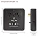 USB Wall Outlet Surge Protector, 4 USB Charging Ports (5V/4.2A), 3 AC Outlets and 2 Slide-Out Phone Holders, 15A/125V/1875W, ETL Listed, Black
