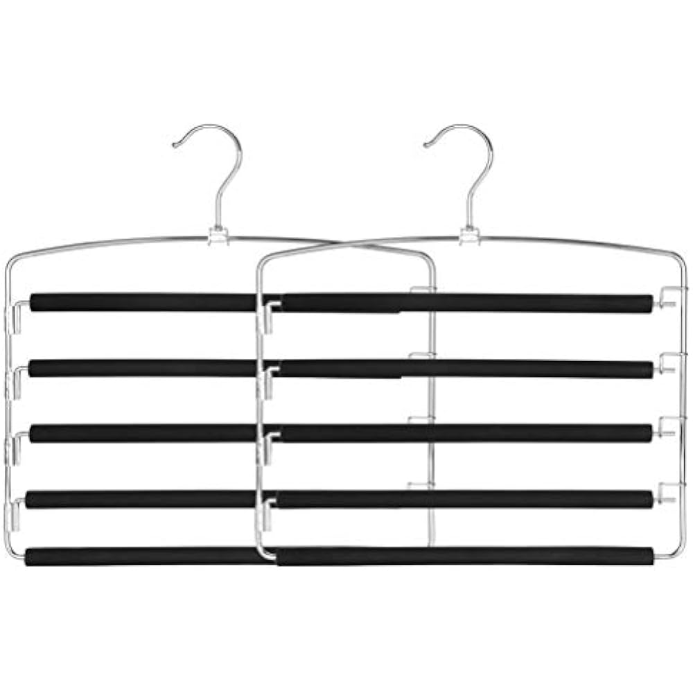 Pants Hangers Slacks 2 Pack, Swing Arm Hanger, Space Saving NonSlip