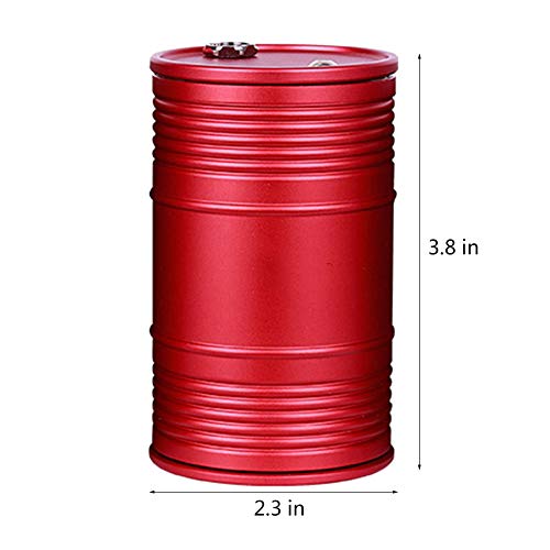 NAGU Car Ashtray Portable Ashtray with Lid Windproof Aluminum Alloy Oil Drum Shape Detachable High Temperature Resistance Ashtray for Car,Indoor,Outdoor,Red