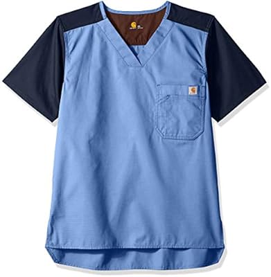 Carhartt Men S Ripstop Color Block Utility Scrub Top Ceil Blue