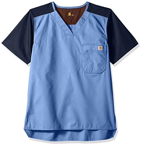 Carhartt Ripstop Men S Color Block Utility Scrub Top Ceil Blue X