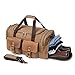 Kemy's Canvas Duffle Bag for Mens Weekend Oversized Overnight Bags Duffel Weekender Travel Bags Leather Doufle Gym Carryon Carry On Bag Luggage with Shoe Compartment Large Easter Gifts