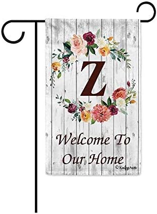 KafePross Hello Spring Flowers Summer Initial Letter Monogram Z Garden Flag Welcome to Our Home Warminghouse Decor Banner for Outside 12.5X18 Inch Double Sided
