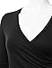 TWINTH Womens V-Neck 3/4 Sleeve Soft Fabric Unbalanced Hemline Drape Long Tunic Top