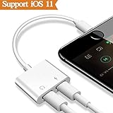 2 in 1 Lightning Adapter Headphone for iPhone X 8/8 7/7 Plus. Phone Accessories Aux Audio Headphone and Charge Cable Splitter.Dual Lightning Adapter(Audio + Charge)Compatible for iOS 10.33/11or Later