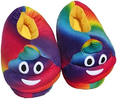Emoji Slippers - EMOJI MANIA Cute and Smiling Plush Rainbow Poop Face Style