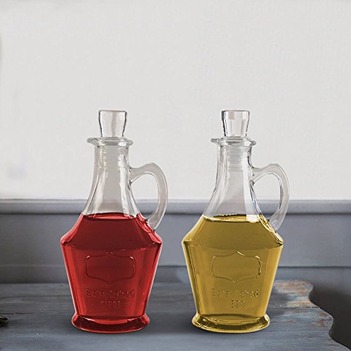 Tabletop Cruets Dispenser 9.5 oz. Oil and Vinegar Bottles Set of 2, with Handles and Airtight Glass Stopper - Thumbnail 7