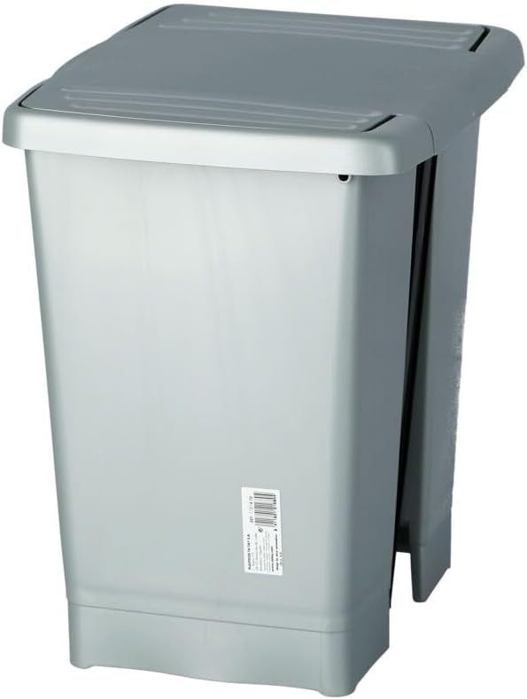 Lixeira para pedal tatay millenium, capacidade 23l, pedal retrátil, polipropileno, sem bpa, saco de lixo 30l, cinza, medidas 33,5 x 30 x 39cm