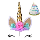 COONOE, Unicorn Cake Topper,Handmade Party Cake Decoration Supplies with multipl