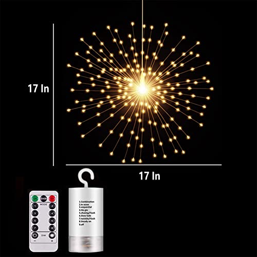 200LED Hanging Sphere Lights, Battery Operated Starburst Lights, 8 Modes Dimmable Remote Control