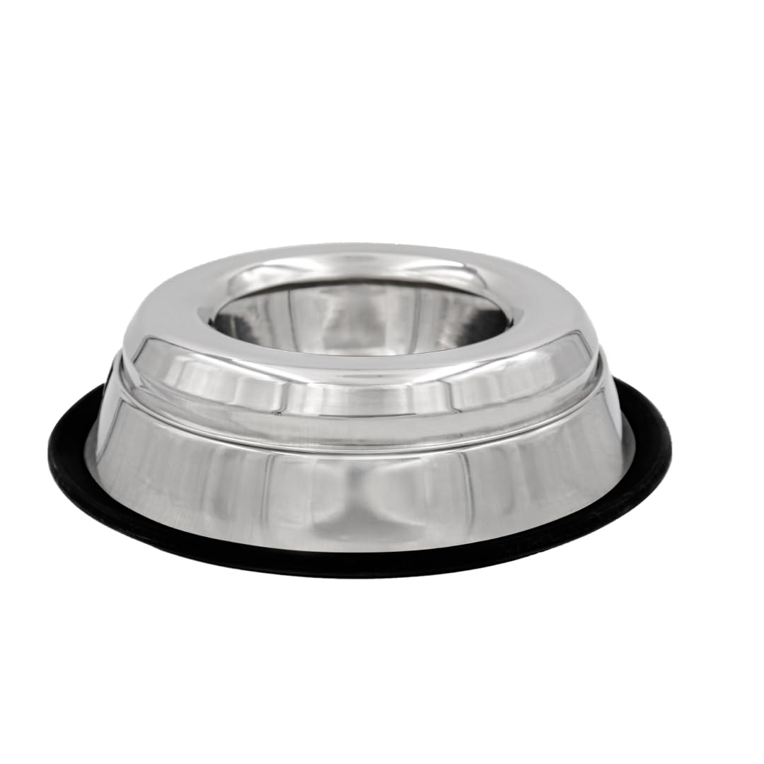 Indipets Stainless Steel Spill Proof Splash Free Dog Bowl - 16oz - Removable Cover and Easy Pick Up Grip Handle