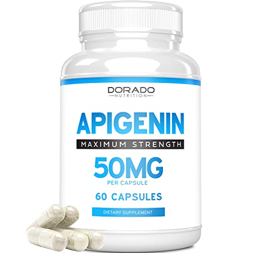Apigenin Supplement - 50mg Per Capsule (Powerful Bioflavonoid Found in Chamomile Tea Made) - 3rd Party Tested - Made in The USA - Zero Fillers - Gluten Free & Non-GMO - Vegan - (60 Capsules)