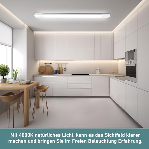 IEGLED Wet Room Lamp LED 90 cm, 30 W 3300 LM Wet Room Light with 4000 K Neutral White, IP65 Waterproof LED Ceiling Light, Flat Lamp as Garage Lamp, Workshop Lamp, Kitchen Lamp, Cellar Light