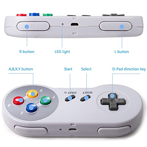 KIWITATA Wireless Classic SNES USB Controller, 2.4G Rechargeable Retro SNES Remote Emulator Gamepad Controller for Windows 11/XP/8/7 MAC RetroPie