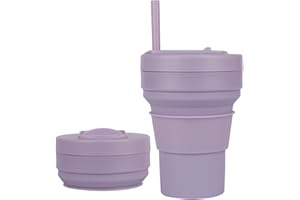 Collapsible Cups for Traveling 350ml Foldable Silicone Cup with Straw Leakproof Reusable Coffee Mug