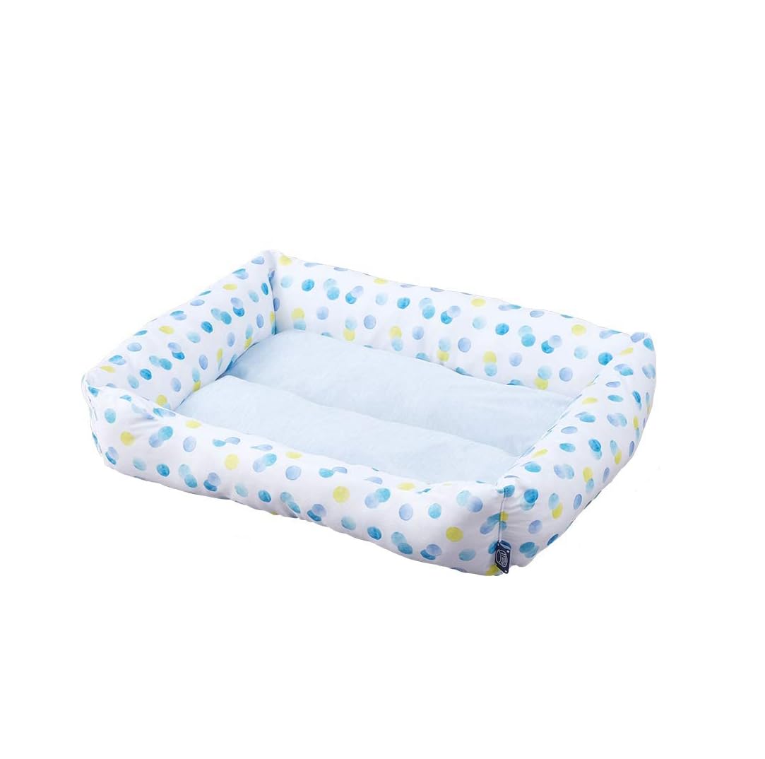 Iris Ohyama, Pet Bed Sofa, Cushion, Washable Rectangular Basket, Two-sided with border , L50 x W65 x H14cm , Unit , Non-slip , PCSB-20L, For Cats, Dogs , Peas