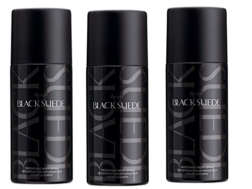 3 x Avon Men's Fragranced Deodorant Body Spray Available in Black Suede Wilderness Full Speed (Black Suede)