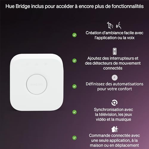 Essential Kit de démarrage avec Bridge+3 ampoules connectées GU10 Essential + Smart Button, WACA, 2200-6500 K, variable, Ampoule connectée compatible Alexa, Google Assistant, Apple Home