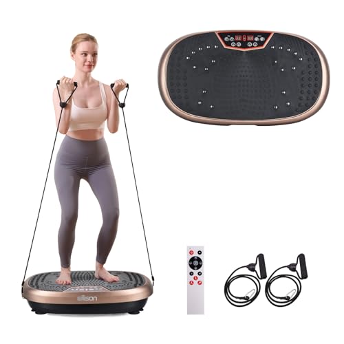EILISON Fitpro Máquina de Ejercicios con Placa vibratoria Bandas elásticas, máquina de Drenaje linfático para Ejercicios en casa, Bienestar y recuperación (marrón, 521)