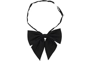 AKOAK Adjustable Pre-tied Bow Tie Solid Color Bowties for Women ties,Black