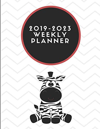 2019-2023 Weekly Planner: Zebra Themed 5 Year Diary