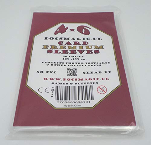 docsmagic.de 50 Premium 4 x 6 Sleeves - 105 x 155 mm - Photo Postcards Foto